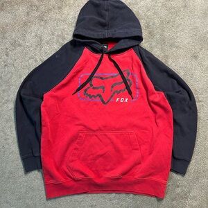 Vintage Fox Racing Pullover Raglan Hoodie Boxy Size Large Y2K Skate